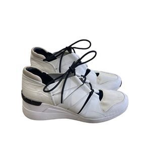 Michael Kors Beckett Wedge Sneaker white leather size 9.5